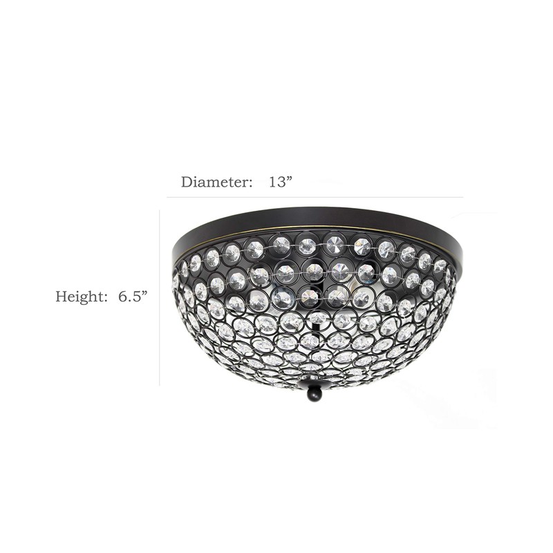 Elegant Designs FM1000-RBZ 2 LightElipse Crystal Flush Mount Ceiling Light,