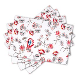 Eleet Placemats Set of 4 Cotton Place Mats Cloth Table Mats for Kitchen Dining Decoration, Parties, Restaurants & Camping (12" x 18", Multi Red Paisley)