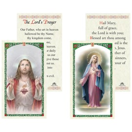 Our Father Prayer Card - Hail Mary Prayer Card - Double Sided Hail Mary, The Lords Prayer Card for Daily Prayer, Devotion, Mass - Laminated Hail Mary Prayer Card Catholic Themed Set - 2 Items Total