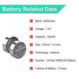 KaPonsec 10 Pack SR621SW 364 363 LR621 164 AG1 1.5V Button Cell Watch Battery