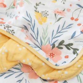 GRACED SOFT LUXURIES Softest Large 100% Cotton Muslin Quilt, 47" x 47" Reversible Printed Cotton Baby Receiving Blanket (Floral Burst)