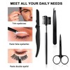 MUNSKT Eyebrow Grooming Kit with Leather Case, 5PCS Stainless Steel