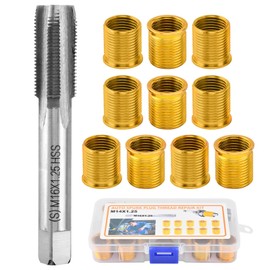 TLPCRKI Spark Plug Thread Repair Kit, High Speed Steel Tap Spark Plug with M14x1.25 Inserts and M16x1.25 Tap Kit, Spark Plug Thread Repair Tools for Automotive Engine Repair(M14)