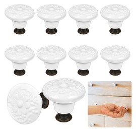 Charshiu Pack of 12 34 mm Ceramic Drawer Handles, Vintage Furniture Knobs, Dresser Knobs, White Knobs, Handles, Cabinet Knobs as Door Knobs, Furniture Handles, Ceramic Knobs for Chest of Drawers,
