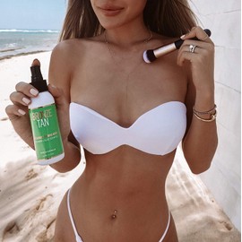 Bronze Tan Face Tanning Brush and Kabuki Brush for Sunless Tanner - Easily Apply Self Tanner to Face and Hard to Blend Areas with this Face Self Tan Applicator - Self Tanning Face Brush