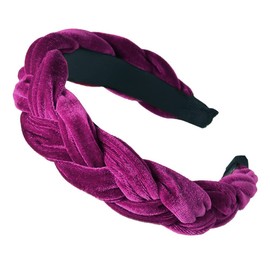 ROWAGY Women Velvet Puffy Spa Headband for Washing Face Makeup Skincare Head Band Girls Braided Cross Facial Hair Band (Purple)