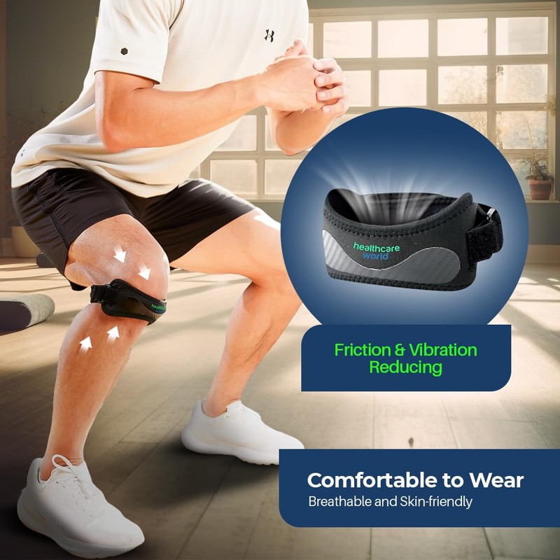 Healthcare World Patella Knee Strap – Adjustable Compression Brace for