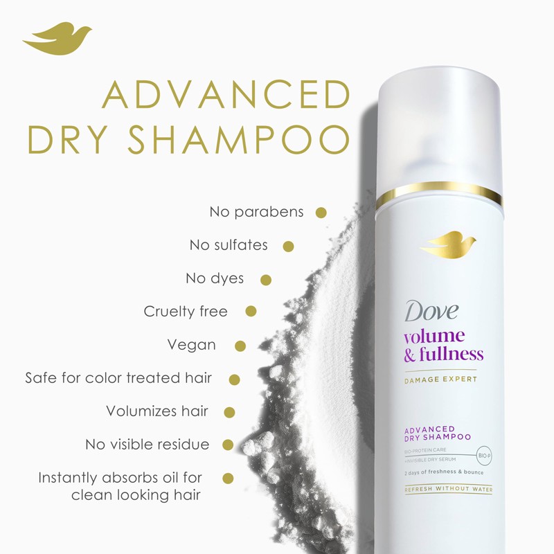 Dove Dry Shampoo Spray, Volume & Fullness, Absorbs Oil to
