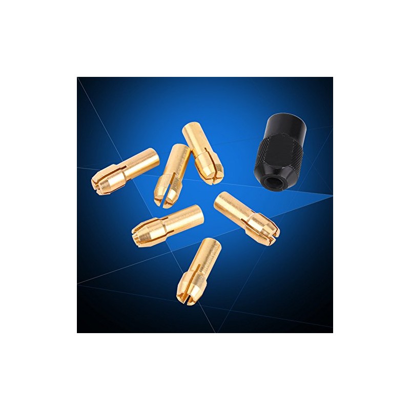Collet Sleeves, 7Pcs Brass Chuck Collet Drill Bit Sets Nut