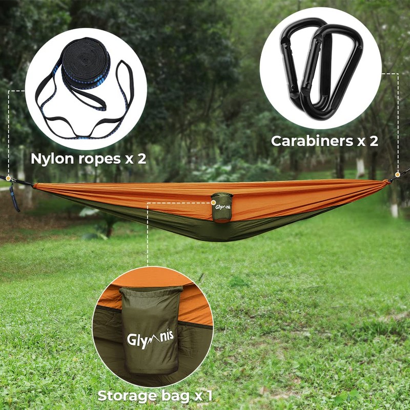 Glymnis Camping Hammock for 2 Person Nylon Lightweight Portable Double