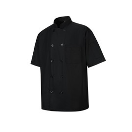 Ousafeve Unisex Black Chef Coat for Men Women Short Sleeve (X-Large, Black_Short)