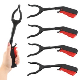 QKDS Grabber Tool, 4pcs 30cm/12inch Grabber Reacher Tool Claw Rubbish Tong, Lightweight Trash Pick up Stick,Portable Grabber Tool for Adults Litter Pickers Sanitation Workers(Black+red)