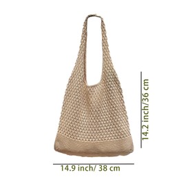 TWOYOMN Crochet Beach Tote Bag Knit Summer Hobo Bag Travel Tote Bags for Women
