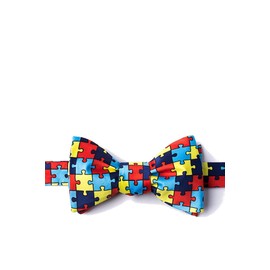 Men's Help Spread Autism Awareness Puzzle Symbol Butterfly Self Tie Bow Tie