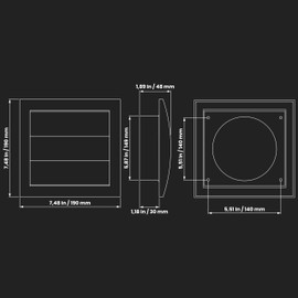 Black Exhaust Hood Vent 6'' Inch with Built-in Pest Guard Screen and Flange, Air Vent Cover, HVAC Exhaust Vent Duct Cover, Exhaust Cap