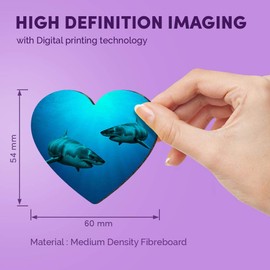 1 x Heart MDF Magnets - Great White Shark Underwater 14345