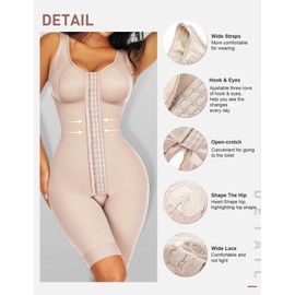 FeelinGirl Fajas Colombianas Post Surgery Garment Tummy Tuck Compression Garment Open Crotch (Beige XXL)