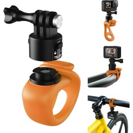 TELESIN Quick Release Flexible Mount Wrap Band, Bike Handlebar Roll Bar Tube Stick Pole Mounting Accessories For GoPro Action Cameras Insta360 Ace Pro DJI Action Camera Mount (Orange, Quick Release)