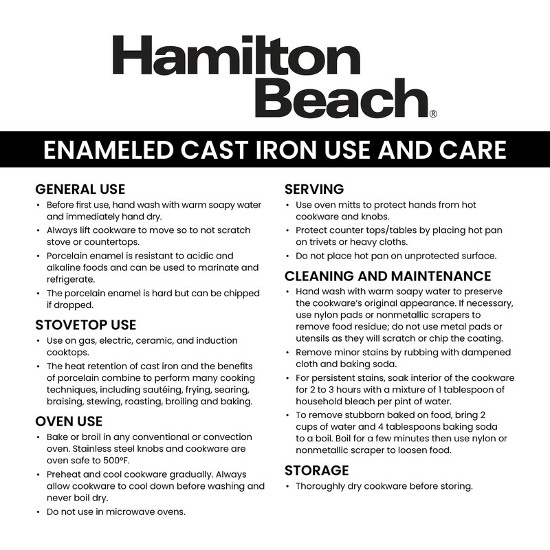 Hamilton Beach Enameled Cast Iron Fry Pan 12-Inch Sage, Cream