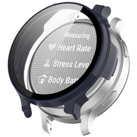 FTRONGRT Case Compatible with Garmin Lily 2 Active, PC + Screen Tempered Film, Anti-Scratch All-Inclusive Watch Case Compatible with Garmin Lily 2 Active. Ink Blue