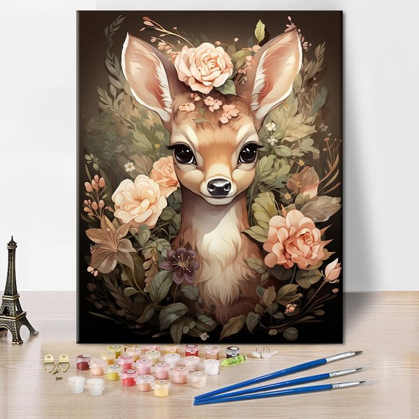 TISHIRON DIY Paint by Numbers for Adults, Cute Deer with