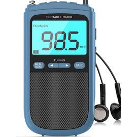 Portable AM/FM/SW Radio With Best Reception - 900mAh Walkman With LCD Display, Digital Tuner and Presets - Pocket Radio With Rechargeable Battery and Headphones for Walking