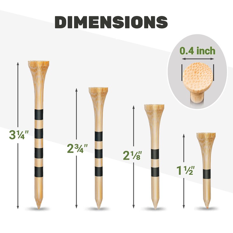 SAPLIZE Golf Tees Bamboo Tees, Pack of 100 (1-1/2")- Biodegradable,