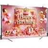 BlissYard Pink Gold Happy Birthday Banner Backdrops Cloth 71x43 inch