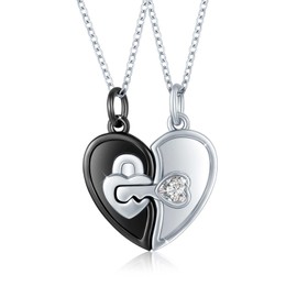 Couple Necklaces for Boyfriend and Girlfriend,Sterling Silver Lovers Two Souls Necklace You Hold the Key to My Heart Necklace for Him and Her Valentines Day Birthday Gifts King and Queen His and Her