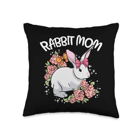 Mothers-Day Pillows Mom-my Mama Women Gifts Rabbit Mom Bunny Mama Cute Pet Animal Lover Mommy Mother Throw Pillow, 16x16, Multicolor