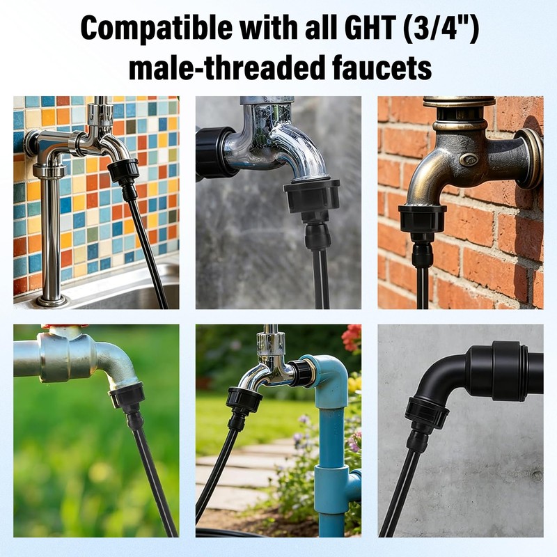 6 Pack 3/4" Female to 1/4" Quick Connect Drip Irrigation