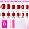 240PC Extra Short Press on Nail Square Red Fake Nails