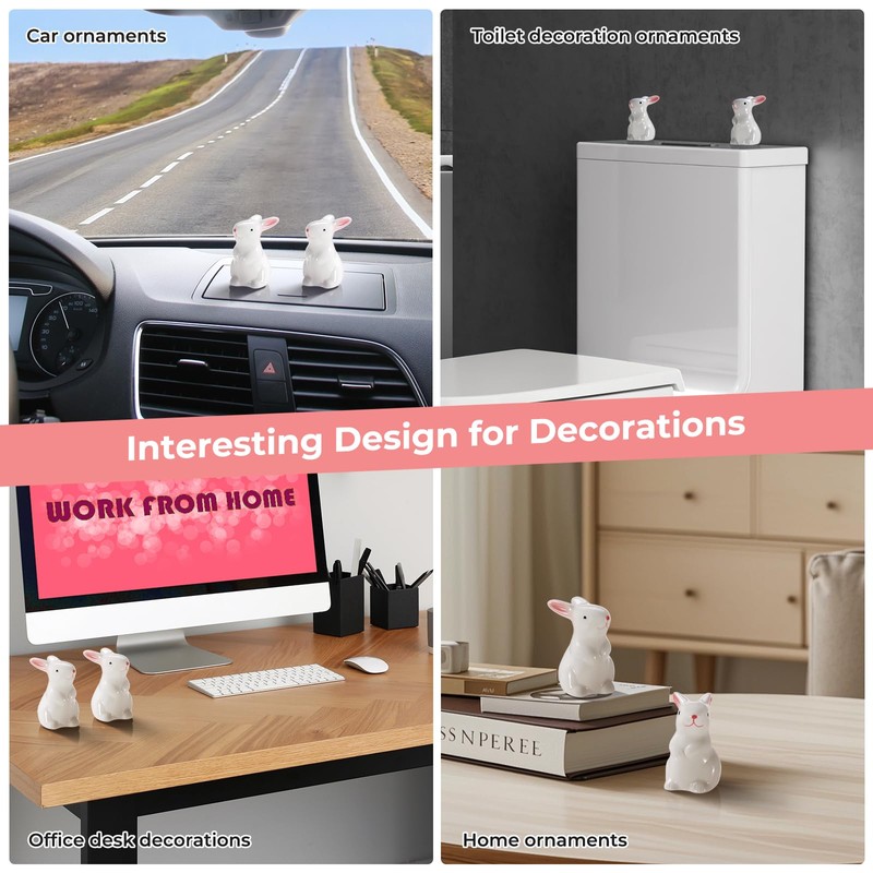 Ceramic Toilet Bowl Bolt Caps Covers, Rabbit Design (2-Pack) -