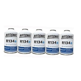 R134a Industrial Replacement | 12oz Can with Piercing Valve for AC Recharging (5 cans) Made in The USA Safe for Gas & Diesel Freon.