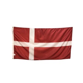 2x3' Denmark Flag, Durable and Fade Resistant All Weather Nylon, with Canvas Header and Brass Grommets, 4 Rows of Fly End Stitching, Made in USA