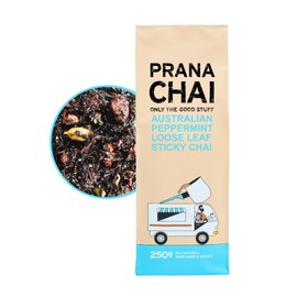 Prana Chai Peppermint Tea Loose Leaf Blend- No Sugars, No Syrups, No Concentrates, No Preservatives - Premium Herbal Tea Blend for Hot & Iced Brewing - 250g