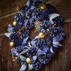 34cm Pastel Blue Pine Cone Hanging Winter Wreath Door Decoration