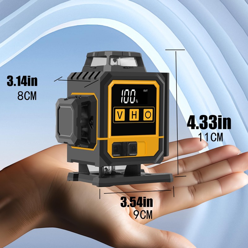 FenorGan16 Lines Self Leveling Laser Level，LCD power display，4x360° 4D Green