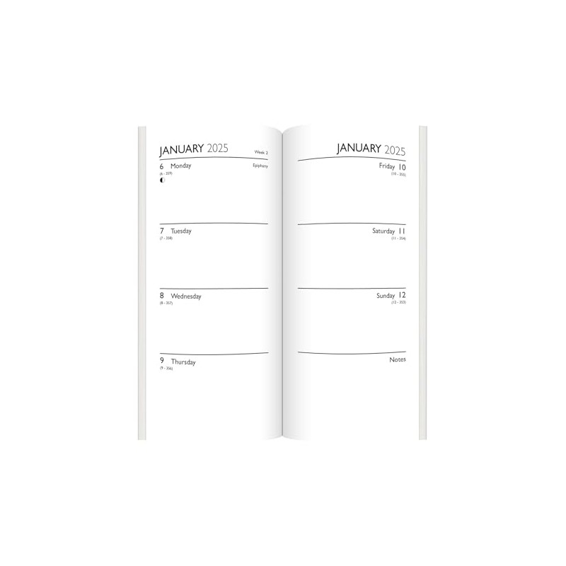 2025 Slim Wallet Size Diary Week to View Grey Floral