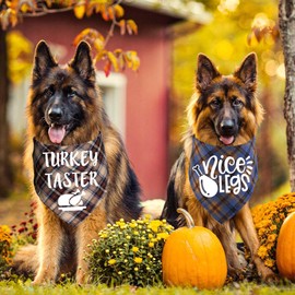 STMK 4 Pack Holiday Dog Bandanas, Thanksgiving Day Christmas Dog Bandanas for Small Medium Large Dogs Costumes (Large)