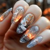 Swan Lake Press on Nails Almond Medium Length Jungle Flame