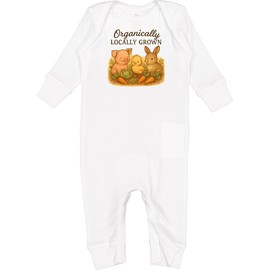 inktastic Organically Locally Grown Cute Farm Animals Baby Romper Coveralls 12 Months White 46532