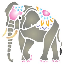 Plantilla de elefante indio, 4.5 x 4.5 pulgadas, paquidermo asiático animal