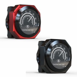 Riloer Handlebar Thermometer Gauge, Waterproof Luminous Alloy Temperature Gauge, Alloy Motorcycle Thermometer Compatible with Yamaha Kawasaki Honda Suzuki Harley Davidson, Black