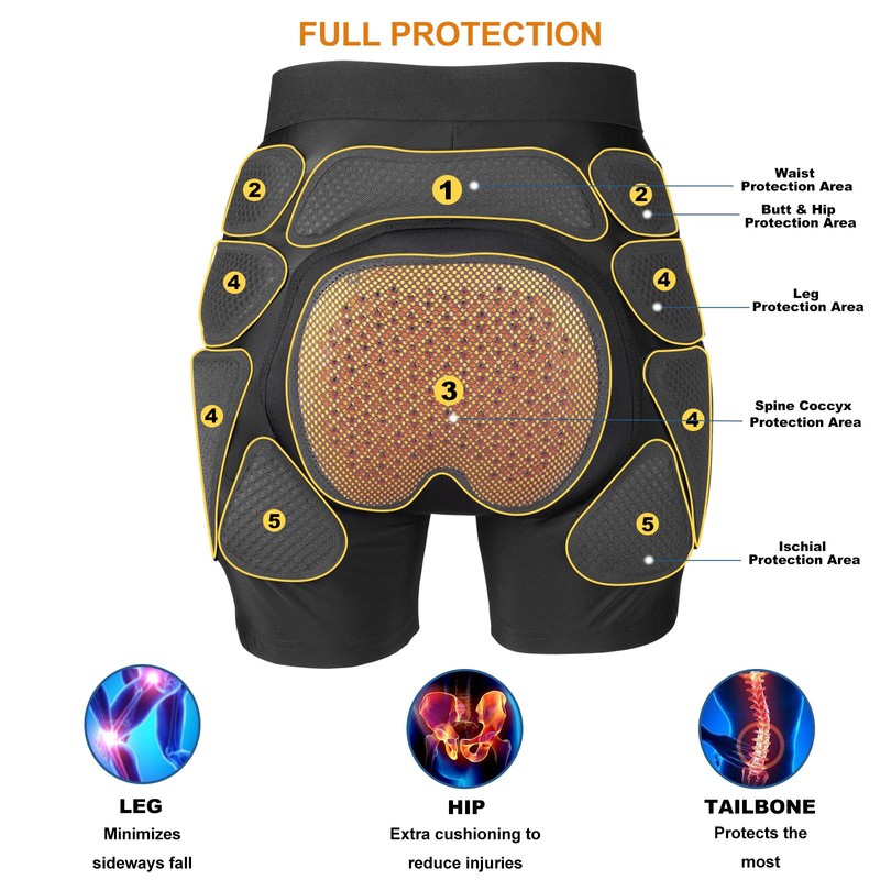 Protective Padded Shorts Crash Pad, PU Hip Butt Pads Impact