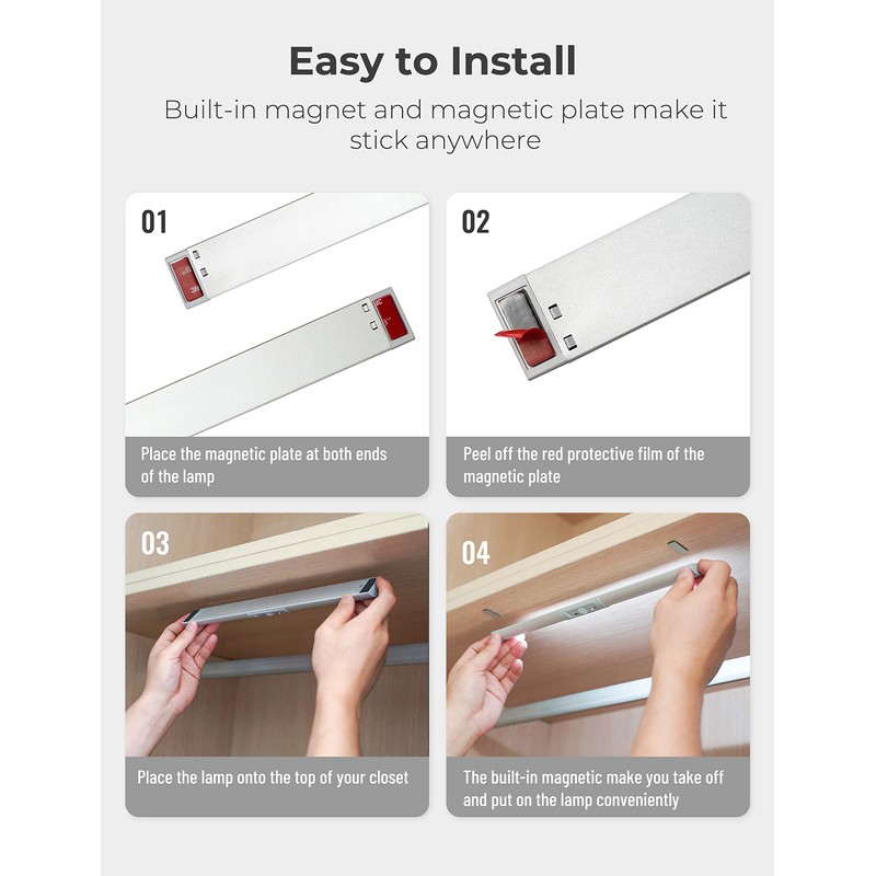 Joyzy Automatic Motion Sensor Closet Lights with Eye-Protection Design Closet