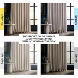 HPD Half Price Drapes - Faux Linen Curtains for Living Room (1 Panel) - 100W X 96L - Extra Wide Textured Room Darkening Curtains for Bedroom 96 Inches Long - Drapes for Home Decor, Birch