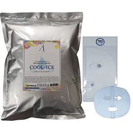 TG153 Anskin Modeling Mask Powder Pack Cool Ice for Soothing, hydrating, anti aging skin care, 2.2lb(1Kg) plus Paper pre-cut Facial Mask sheet 10pcs