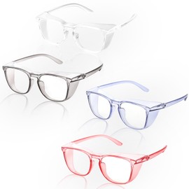 Leikurvo Pack of 4 Safety Glasses, Anti-Fog Blue Light Safety Glasses, UV Protective Glasses, Protective Lens, Work Safety Glasses, Anti-Fog and Scratch-Resistant Lenses, Safety Glasses for