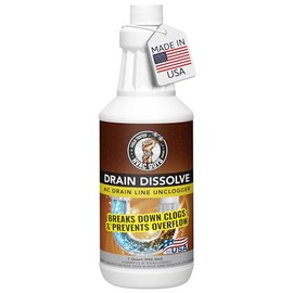 HVAC Guys Drain Dissolve | AC Drain Line Cleaner & Unclogger | Heat Generating Alkaline Formula | Prevents Overflow | Clears Hair, Grease, Gunk - 32oz